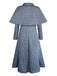Blau 1940er Wednesday Plaid Cape Trench Mantel
