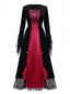 Rot 1930er Halloween Vampir Königin Schnürung Kleid