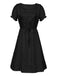 1940er Punk Gothic Puffärmel Rüschen Kleid