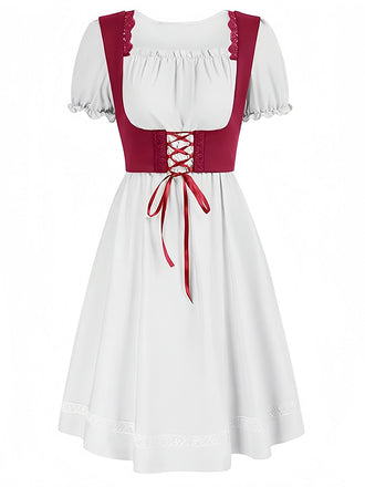 1940er Punk Gothic Puffärmel Rüschen Kleid