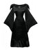 Schwarz 1930er Halloween Maleficent Fledermausärmel Kleid Set