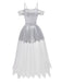 Weiß 1960er Halloween Zombie Braut Spitze Netz Kleid