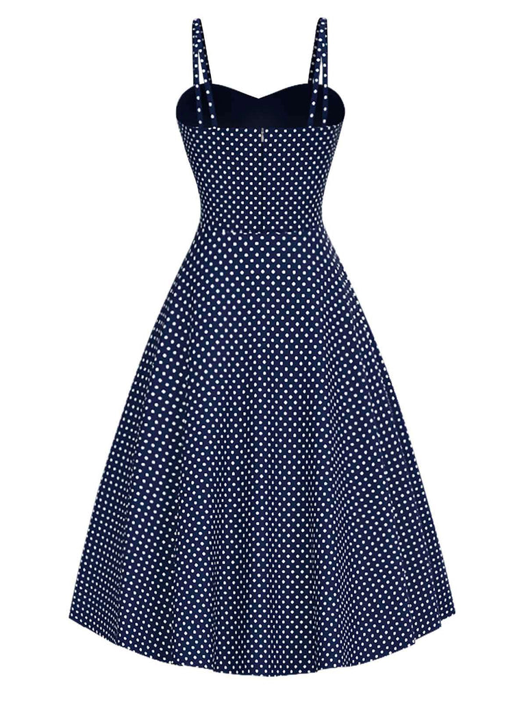 [Vorverkauf] Blau 1950er Besticktes Blumen Tupfen Kleid
