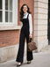 [Vorverkauf] Schwarz & Weiß 1930er Bogen Rüschen Kragen Jumpsuit