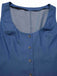 [Vorverkauf] Blau 1970er Solide Denim U-Ausschnitt Ärmellos Taste Weste