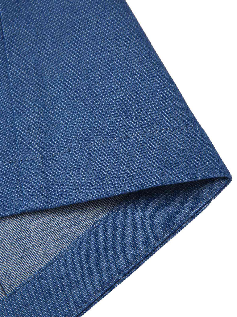 [Vorverkauf] Blau 1970er Solide Denim U-Ausschnitt Ärmellos Taste Weste