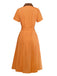 [Vorverkauf] Orange 1940er Baumwolle Polka Dot Revers Bogen Kleid