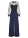 [Vorverkauf] Dunkelblau 1960er Funkeln Netz Patchwork Jumpsuit