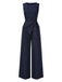 [Vorverkauf] Blau 1940er Solide Gerüschtes Verdreht Ärmellos Jumpsuit