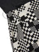 [Vorverkauf] Schwarz 1960er Mosaik Irregulär Check V-Ausschnitt Jumpsuit