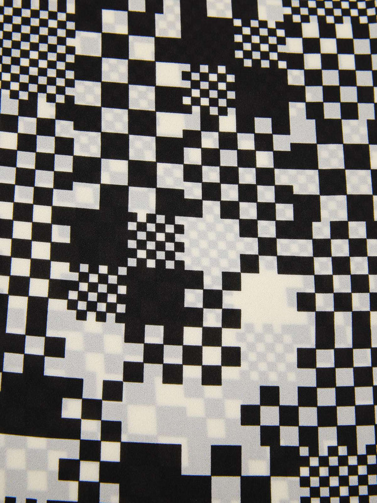 [Vorverkauf] Schwarz 1960er Mosaik Irregulär Check V-Ausschnitt Jumpsuit