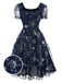 [Vorverkauf] Blau 1950er Stern Pailletten Netz Rüschen Prinzessin Kleid