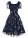 [Vorverkauf] Blau 1950er Stern Pailletten Netz Rüschen Prinzessin Kleid