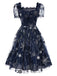 [Vorverkauf] Blau 1950er Stern Pailletten Netz Rüschen Prinzessin Kleid