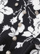 2PCS Schwarz 1950er Revers Bluse & Blumen Rock