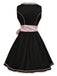 2PCS Schwarz 1950er Oktoberfest Dirndl Kleid & Bestickter Schürze