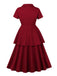 2PCS Rot 1950er Solide Rüschen Tasten Top & Rock