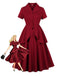 2PCS Rot 1950er Solide Rüschen Tasten Top & Rock