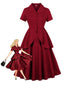 2PCS Rot 1950er Solide Rüschen Tasten Top & Rock