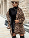 Braun 1950er Leopard Revers Kunstwolle Mantel