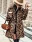 Braun 1950er Leopard Revers Kunstwolle Mantel
