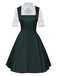 3PCS Grün 1950er Oktoberfest Dirndl Schlüsselloch Spitze Top & Kleid