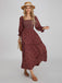 1940er Besticktes Blumen Laternenärmel Kleid