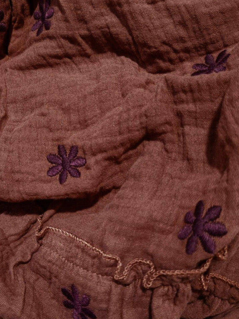 1940er Besticktes Blumen Laternenärmel Kleid