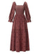 1940er Besticktes Blumen Laternenärmel Kleid