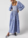 1940er Besticktes Blumen Laternenärmel Kleid
