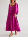 1940er Besticktes Blumen Laternenärmel Kleid