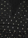 Schwarz 1930er Gold Folie Bogen V-Ausschnitt Spitze Schlitz Kleid