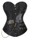 1980er Steampunk Leder Jacquard Blumen Trägerlos Korsett
