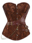 1980er Steampunk Leder Jacquard Blumen Trägerlos Korsett