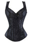 1980er Gothic Jacquard Herzförmiger Hals Schnürung Korsett