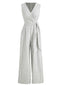 1940er V-Ausschnitt Streifen Taille-Tie Ärmellos Jumpsuit
