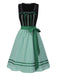 [Vorverkauf] Schwarz 1950er Oktoberfest Baumwolle Polka Dot Kleid mit Gingham Schürze