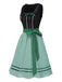 [Vorverkauf] Schwarz 1950er Oktoberfest Baumwolle Polka Dot Kleid mit Gingham Schürze