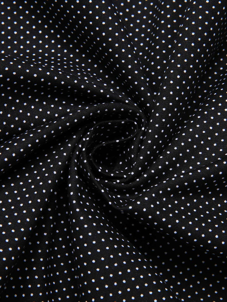 [Vorverkauf] Schwarz 1950er Oktoberfest Baumwolle Polka Dot Kleid mit Gingham Schürze