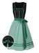 [Vorverkauf] Schwarz 1950er Oktoberfest Baumwolle Polka Dot Kleid mit Gingham Schürze