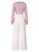 [Vorverkauf] Rosa 1930er Satin Bogen Kragen Puffärmel Jumpsuit