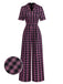 [Vorverkauf] Schwarz & Rosa 1940er Revers Plaids Jumpsuit