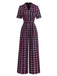 [Vorverkauf] Schwarz & Rosa 1940er Revers Plaids Jumpsuit
