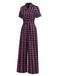 [Vorverkauf] Schwarz & Rosa 1940er Revers Plaids Jumpsuit