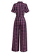 [Vorverkauf] Schwarz & Rosa 1940er Revers Plaids Jumpsuit