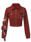 [Vorverkauf] Rot 1980er Plaid Patchwork Chain Punk Jacke