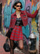 [Vorverkauf] Rot 1980er Plaid Patchwork Chain Punk Jacke