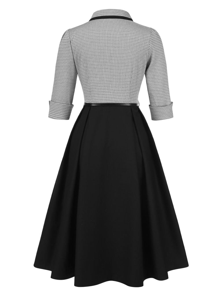 [Vorverkauf] 1950er Hahnentrittmuster Abnehmbar Bogen Kleid