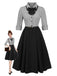 [Vorverkauf] 1950er Hahnentrittmuster Abnehmbar Bogen Kleid
