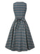 [Vorverkauf] Grau 1950er Plaid V-Ausschnitt Ärmellos Rüschen Kleid
